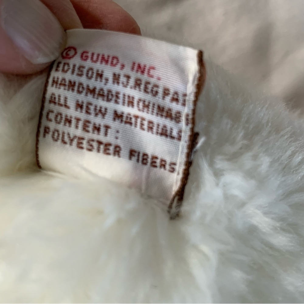 Vintage Gund “Momma’s Love” Stuffed Bear Mini Bear Toy Bow White Pink - Picture 12 of 15